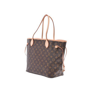 Louis Vuitton tote brown leather bag Neverfull Monogram